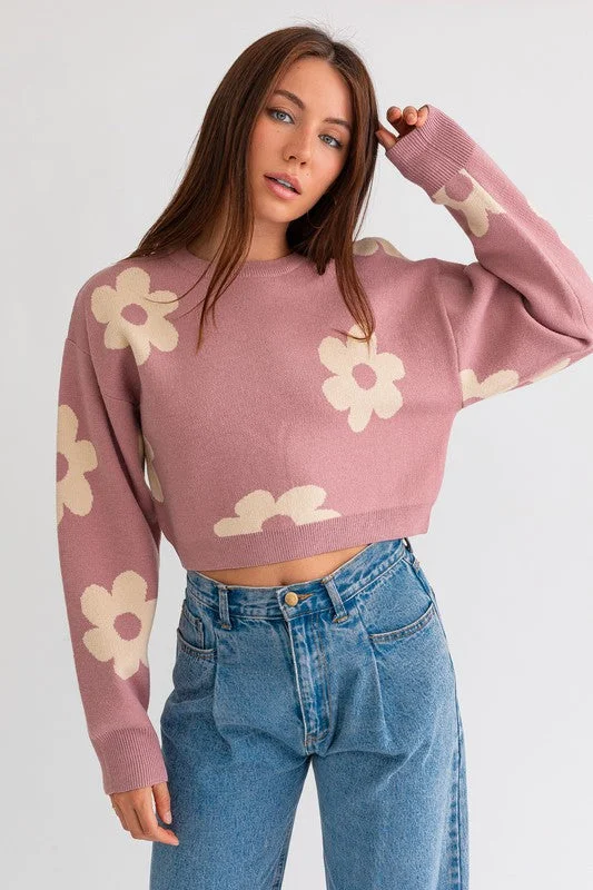 Cute As A Daisy Cropped Sweater - Final Sale