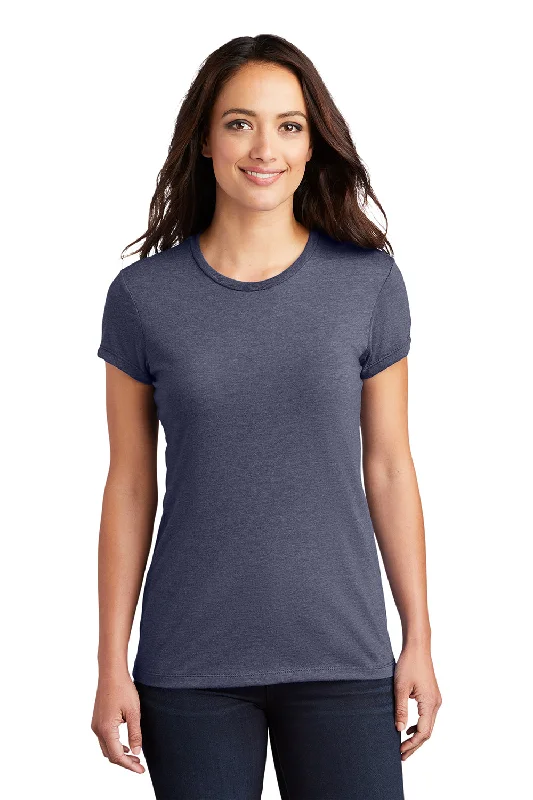 District Womens Fitted Perfect Tri Short Sleeve Crewneck T-Shirt - Navy Blue Frost