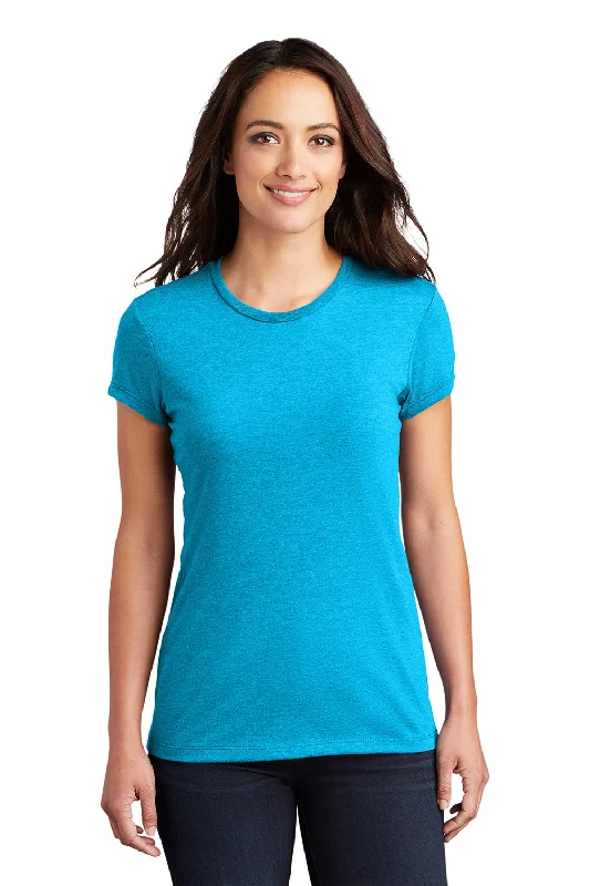 District Womens Fitted Perfect Tri Short Sleeve Crewneck T-Shirt - Turquoise Blue Frost