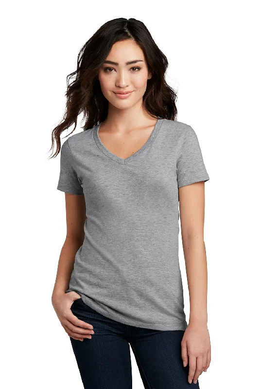 District Womens Perfect Blend Short Sleeve V-Neck T-Shirt - Heather Light Grey