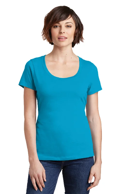 District Womens Perfect Weight Short Sleeve Scoop Neck T-Shirt - Bright Turquoise Blue - Closeout