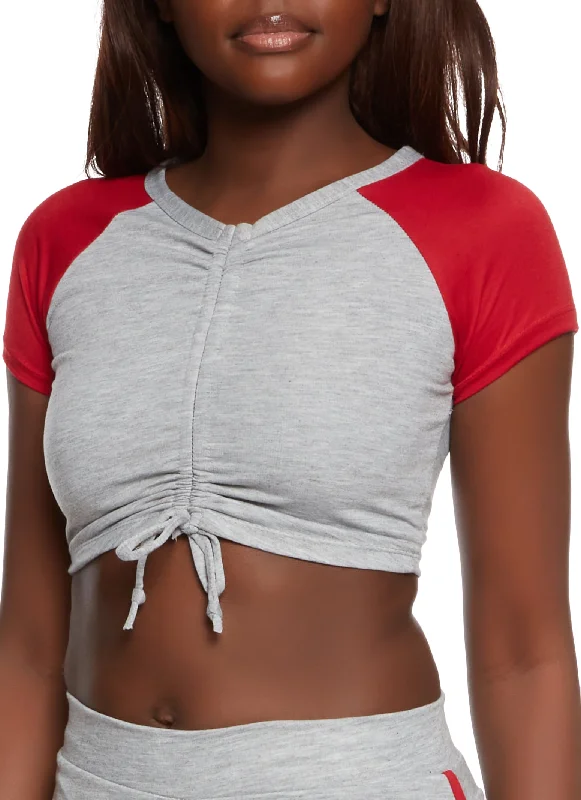 Ruched Raglan Crop Top