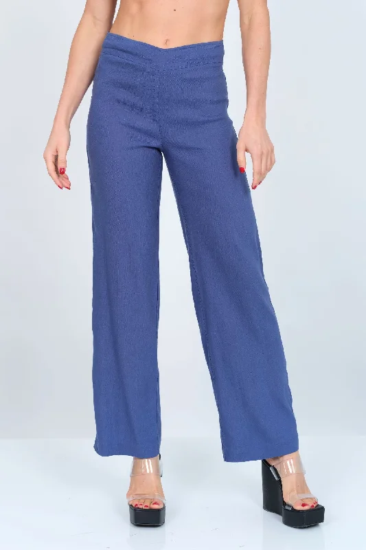 LIOR Women's Wide Leg Stretch Linen Pull On Pant - "Stella