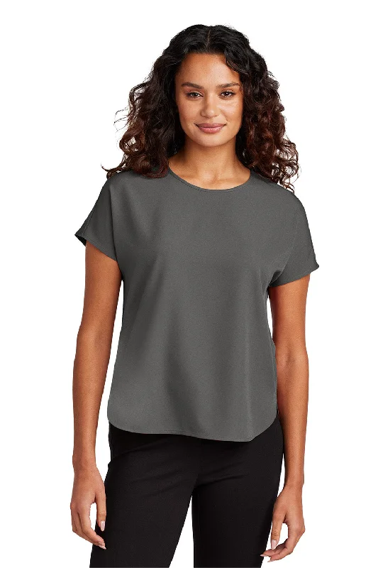 Mercer+Mettle Womens Stretch Crepe Short Sleeve Crewneck - Anchor Grey - New