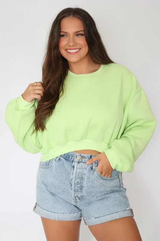 Mollie Cropped Sweatshirt - Lime