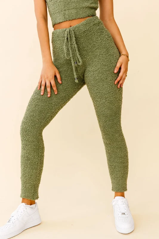 My Girl Fuzzy Knit Jogger Pants Sage