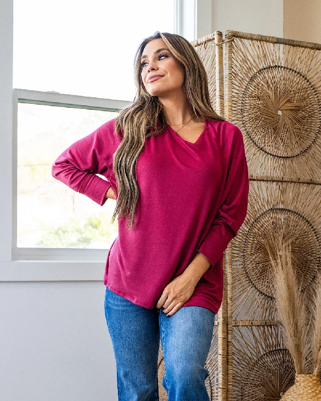 NEW! Lizzie Long Sleeve Swing Top - Marsala