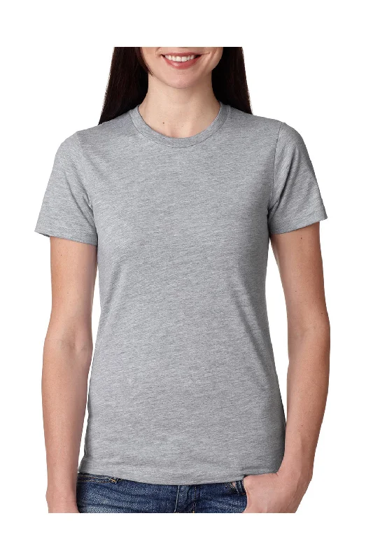 Next Level Womens Boyfriend Fine Jersey Short Sleeve Crewneck T-Shirt - Heather Grey