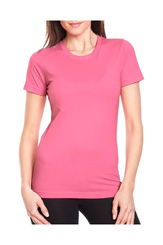 Next Level Womens Boyfriend Fine Jersey Short Sleeve Crewneck T-Shirt - Hot Pink