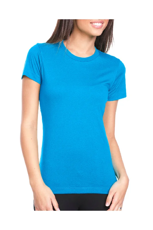 Next Level Womens Boyfriend Fine Jersey Short Sleeve Crewneck T-Shirt - Turquoise Blue