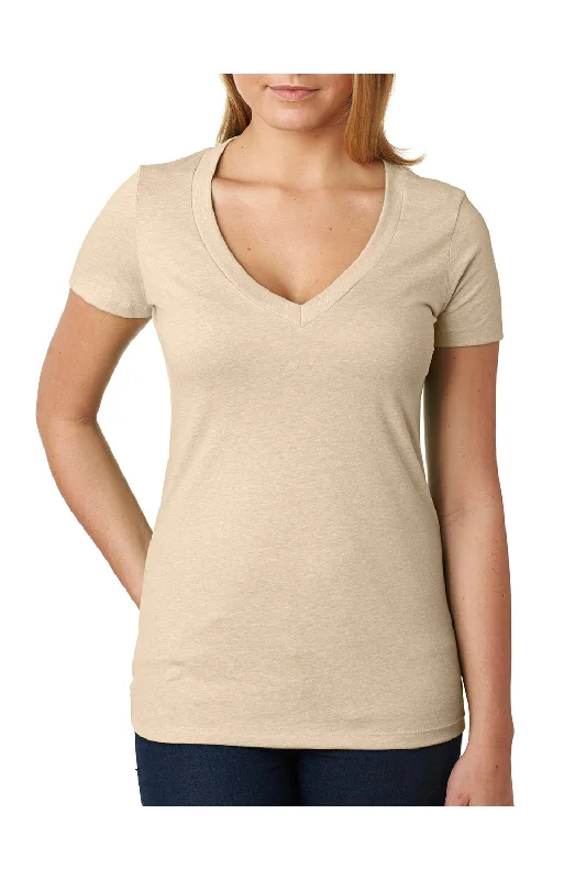 Next Level Womens CVC Jersey Short Sleeve V-Neck T-Shirt - Cream - Closeout