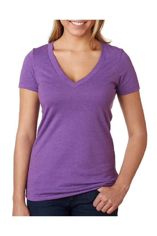 Next Level Womens CVC Jersey Short Sleeve V-Neck T-Shirt - Purple Berry - Closeout