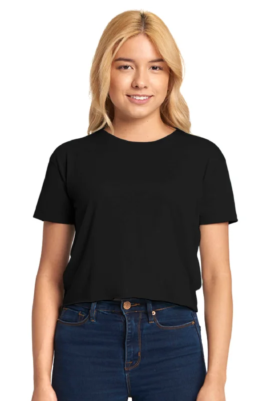 Next Level Womens Festival Cali Crop Short Sleeve Crewneck T-Shirt - Black