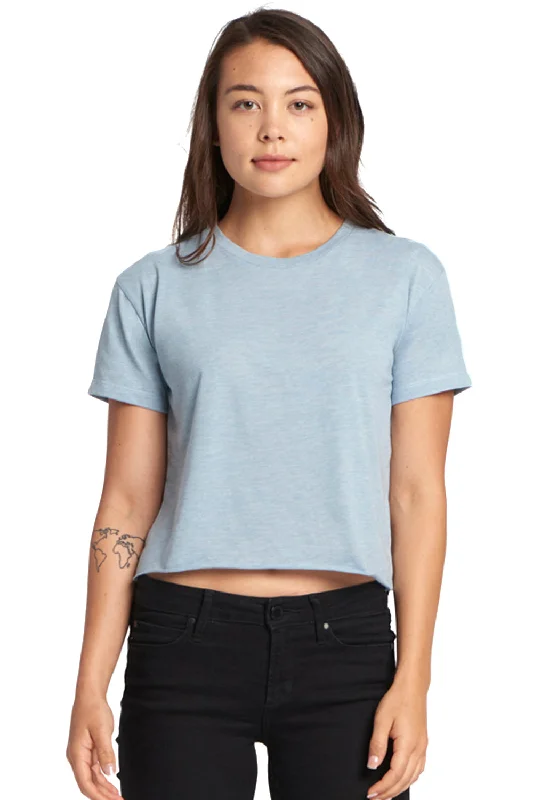 Next Level Womens Festival Cali Crop Short Sleeve Crewneck T-Shirt - Stonewashed Blue