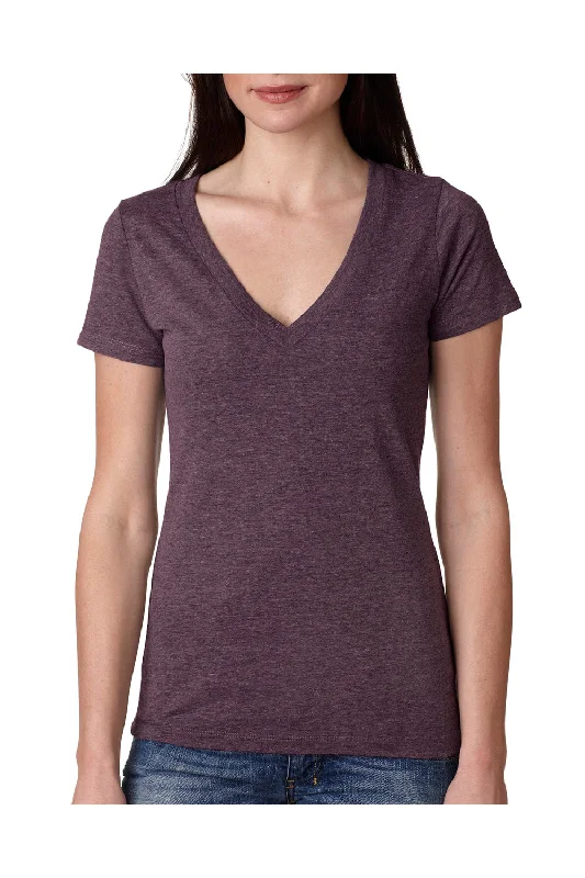 Next Level Womens Jersey Short Sleeve V-Neck T-Shirt - Vintage Purple - Closeout