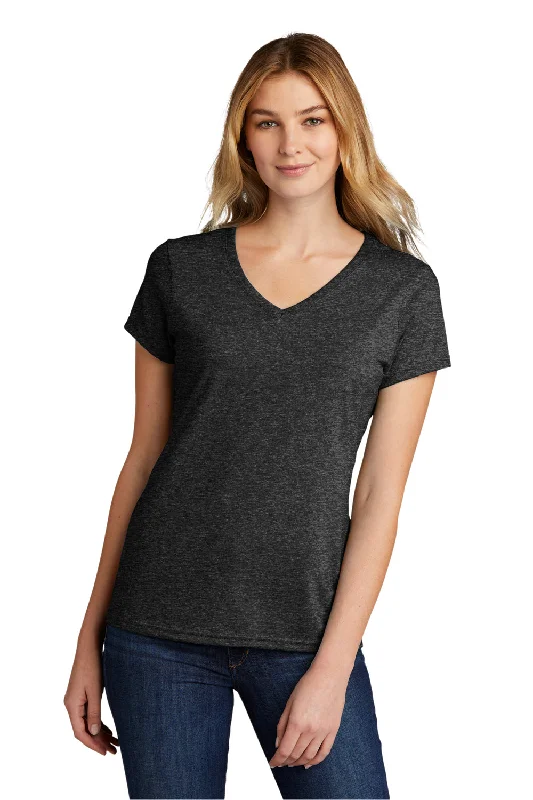 Port & Company Womens Short Sleeve V-Neck T-Shirt - Heather Black