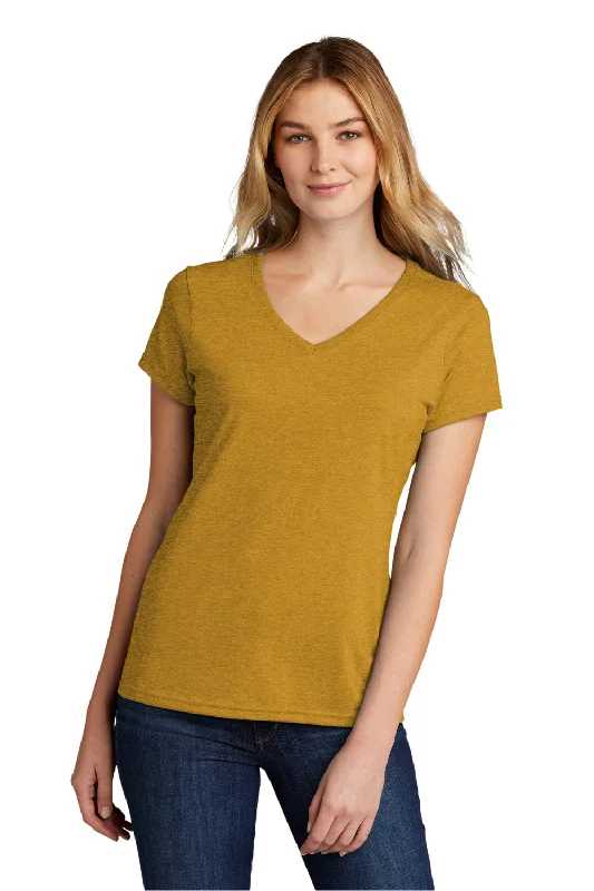 Port & Company Womens Short Sleeve V-Neck T-Shirt - Heather Ochre Yellow