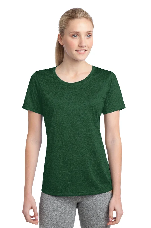 Sport-Tek Womens Contender Heather Moisture Wicking Short Sleeve Crewneck T-Shirt - Heather Forest Green - Closeout