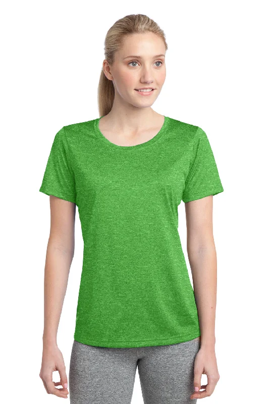 Sport-Tek Womens Contender Heather Moisture Wicking Short Sleeve Crewneck T-Shirt - Heather Turf Green - Closeout