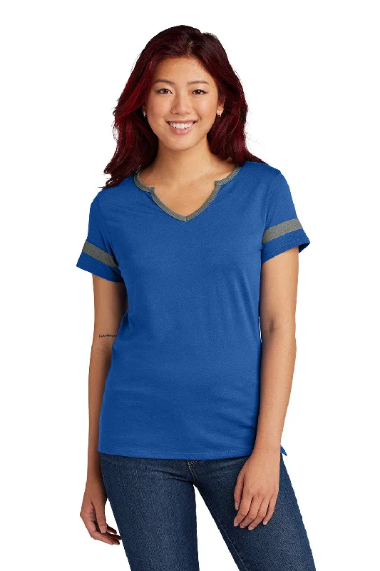 Sport-Tek Womens Halftime Notch Neck Short Sleeve T-Shirt - True Royal Blue/Heather Vintage Grey - New