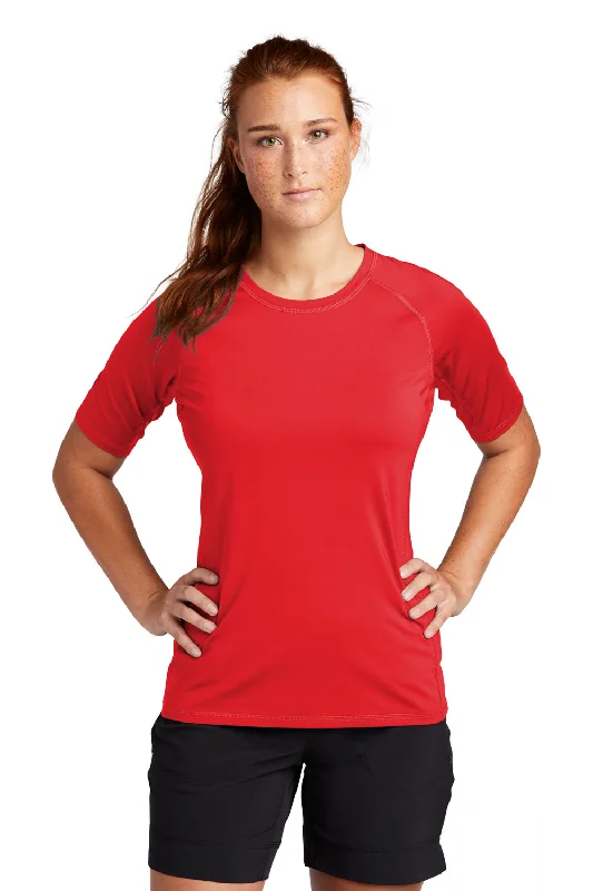 Sport-Tek Womens Rashguard Moisture Wicking Short Sleeve Crewneck T-Shirt - True Red