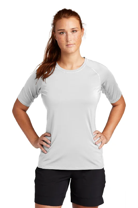 Sport-Tek Womens Rashguard Moisture Wicking Short Sleeve Crewneck T-Shirt - White