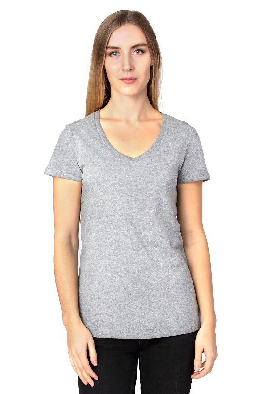 Threadfast Apparel Womens Ultimate Short Sleeve V-Neck T-Shirt - Heather Grey